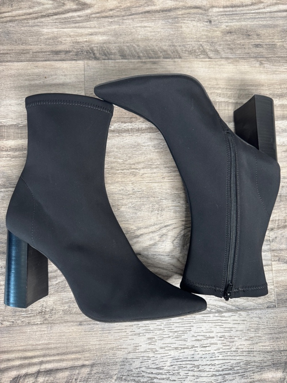 Jeffrey Campbell Siren Neoprene Pointy Toe Booties Size 10 Black - Picture 3 of 10